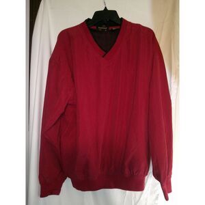 River's End Classic Red V-Neck Golf Shell Pullover Windbreaker‎ Jacket Medium